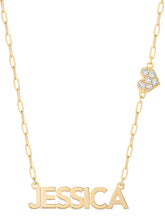 Personalized Necklace with Pavé Cubic Zirconia Charm - Gold | Jessica Simpson Accessories