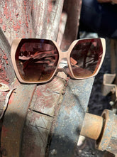 Geometric Metal Temple Sunglasses in Nude | Jessica Simpson Accessories
