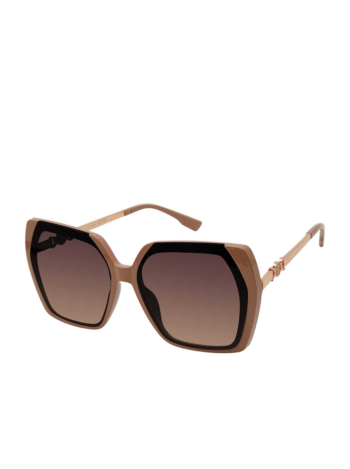 Geometric Metal Temple Sunglasses in Nude | Jessica Simpson Accessories
