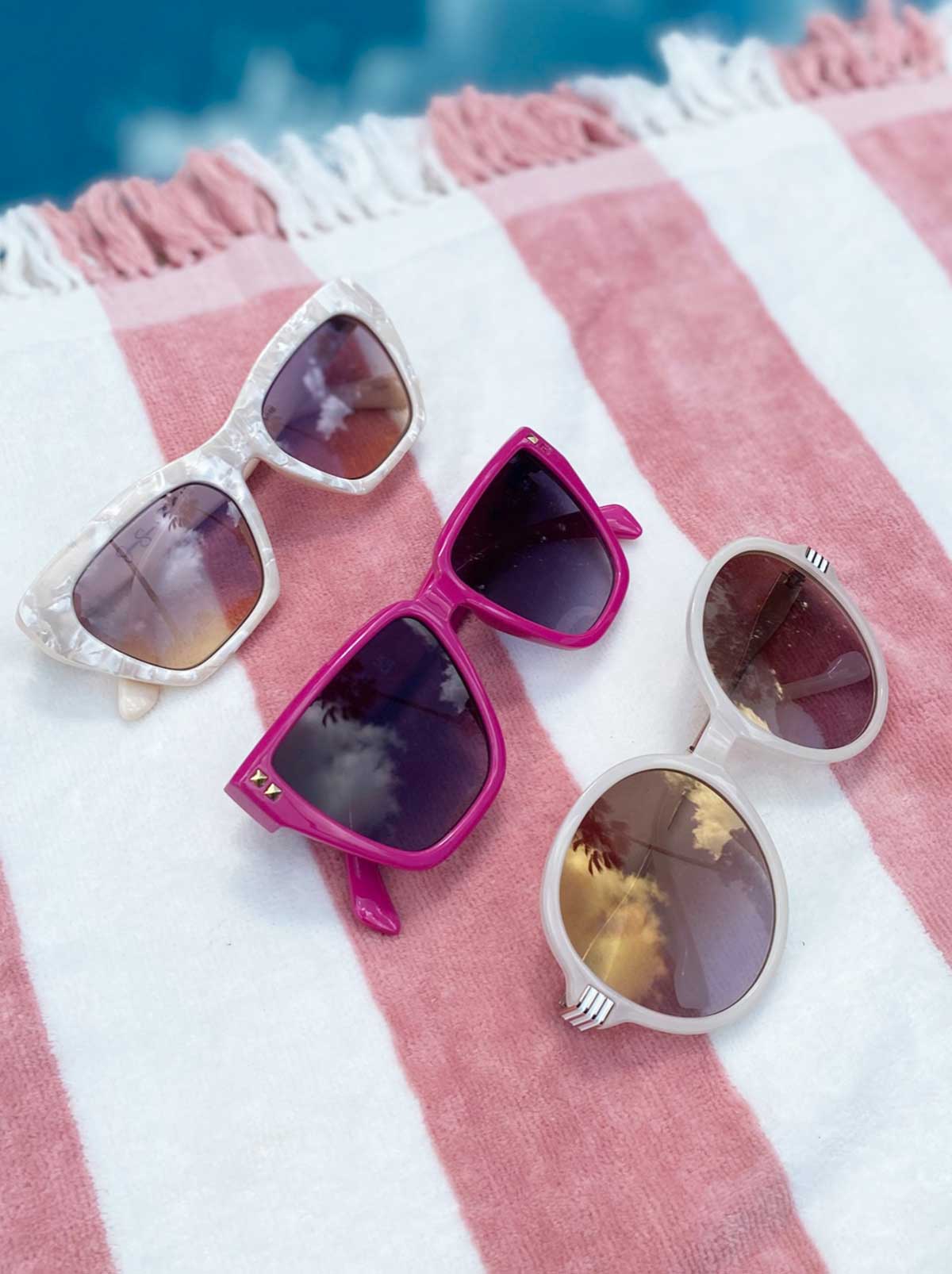 Vintage Cat Eye Sunglasses in Cream Marble | Jessica Simpson Accessories
