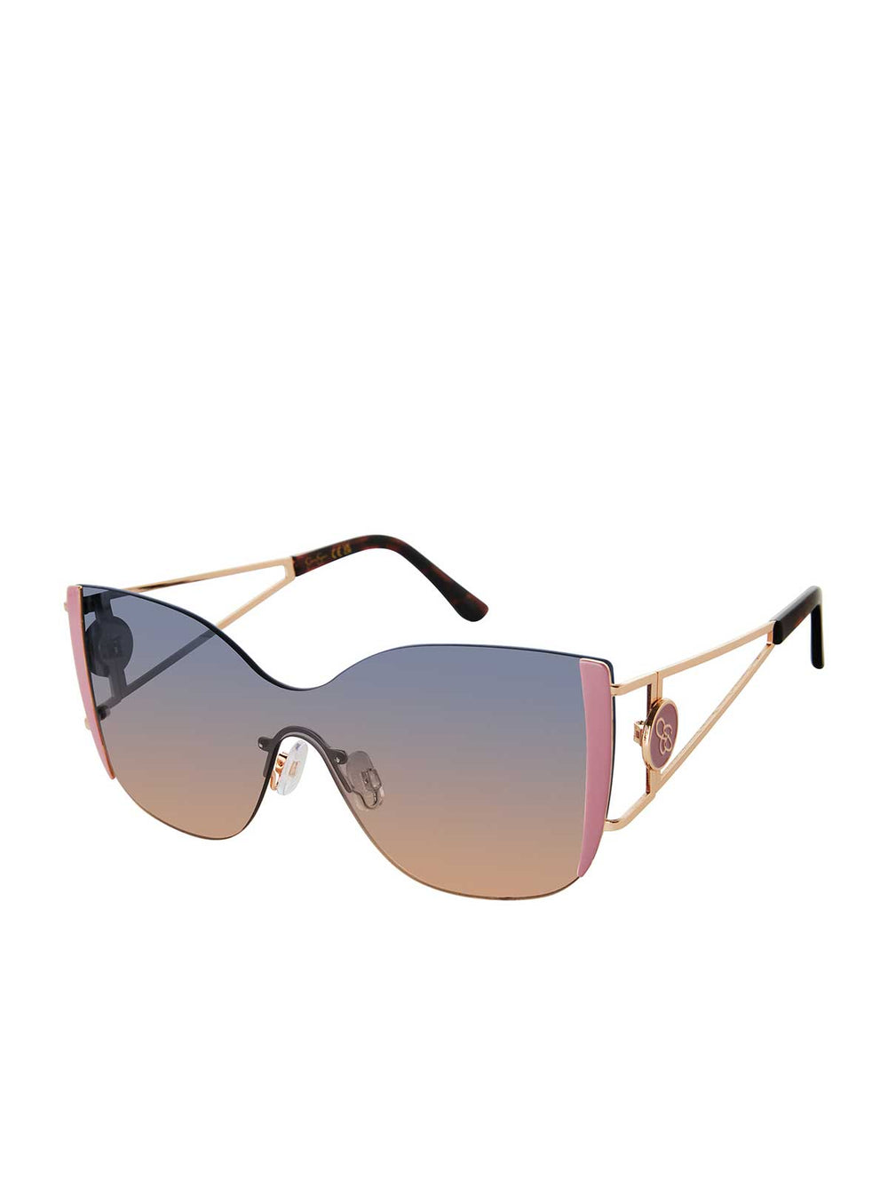 Metal Cat Eye Shield Sunglasses in Gold & Rose | Jessica Simpson Accessories