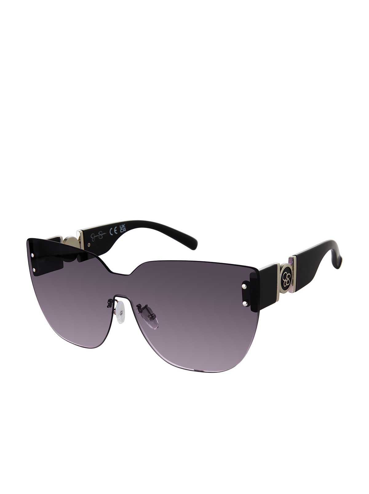 Rimless Cat Eye Shield Sunglasses in Black | Jessica Simpson Accessories