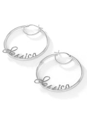 Personalized Hoop Earrings in Sterling Silver | Jessica Simpson Accessories