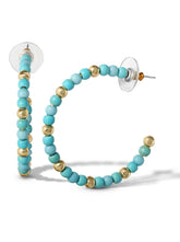 Turquoise Bead Hoop Earrings in Gold | Jessica Simpson Accessories