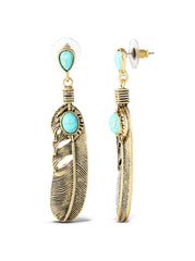 Turquoise Stone Feather Drop Earrings | Jessica Simpson Accessories