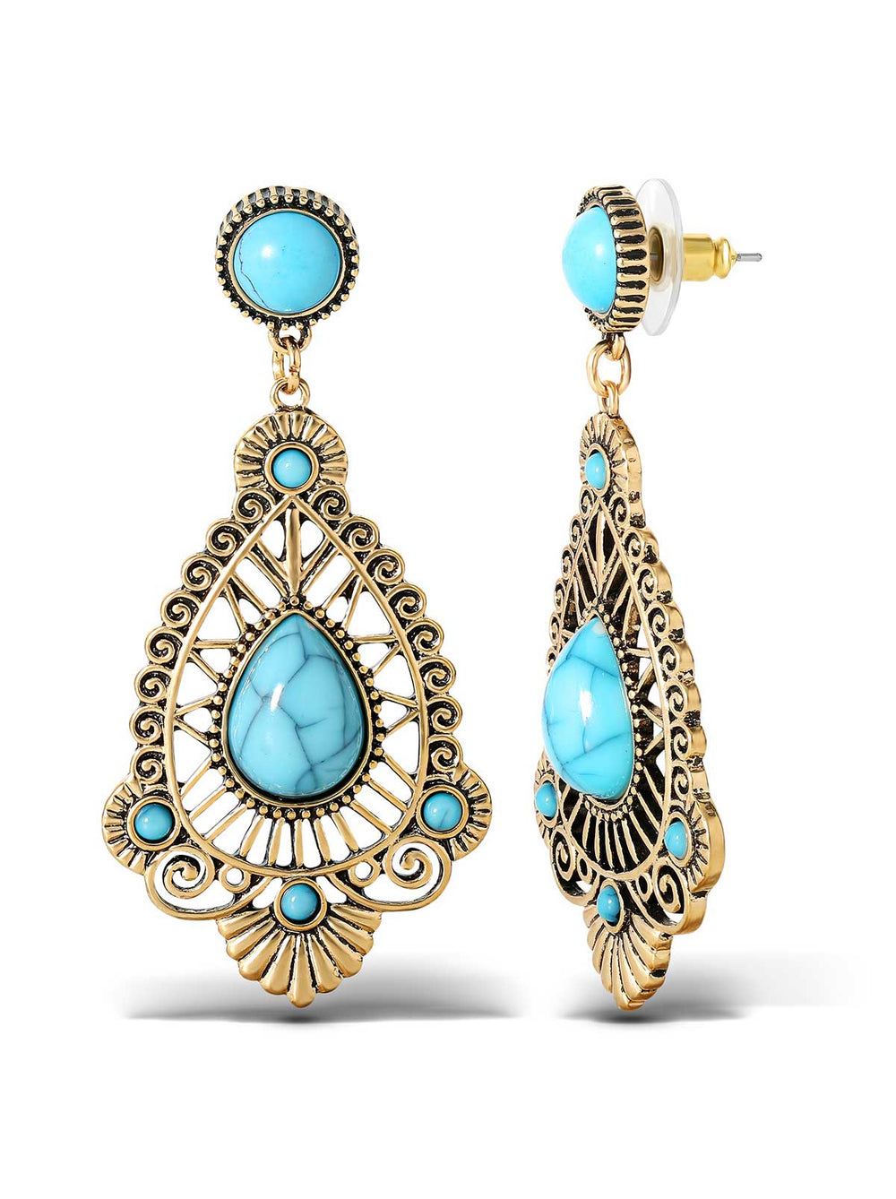 Turquoise Stone Filigree Earrings | Jessica Simpson Accessories
