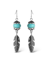 Turquoise Bead Feather Drop Earrings in Silver | Jessica Simpson Accessories
