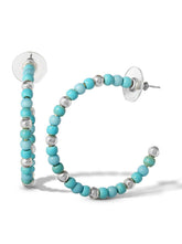 Turquoise Bead Hoop Earrings in Silver | Jessica Simpson Accessories