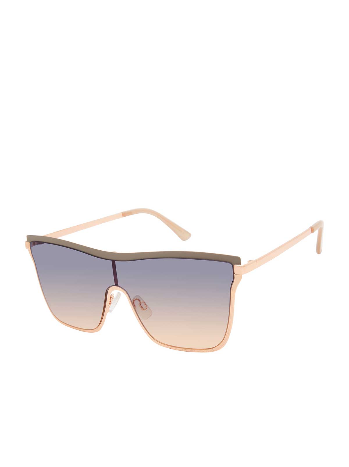 Chic Metal Square Shield Sunglasses in Nude & Rose Gold | Jessica Simpson Accessories
