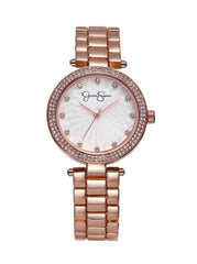 Crystal Textured Dial Bracelet Watch in Rose Gold Tone | Jessica Simpson Accessories