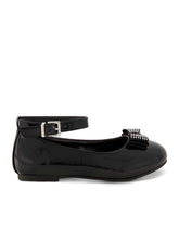 Girls' Amy Jeweled Bow Ballet Flat With Strap in Black | Jessica Simpson Women