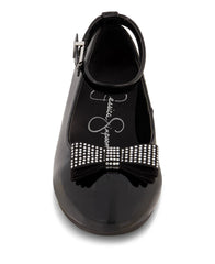 Girls' Amy Jeweled Bow Ballet Flat With Strap in Black | Jessica Simpson Women