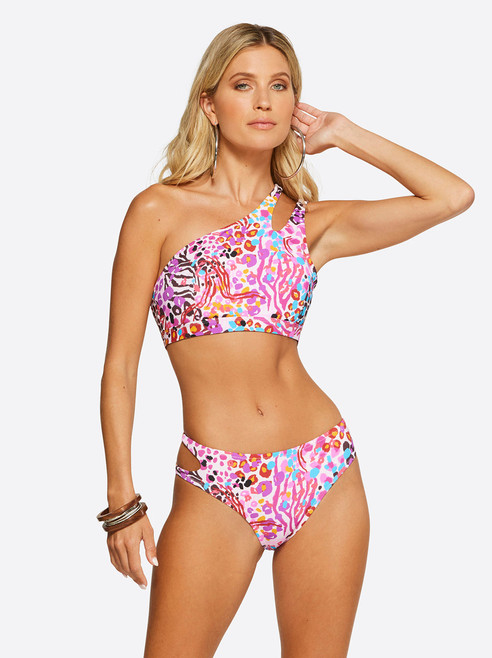 French Exit One Shoulder Top in Pink Multi | Jessica Simpson Women