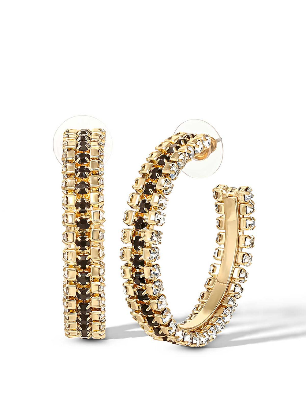 Black And White Crystal Hoop Earrings | Jessica Simpson Accessories
