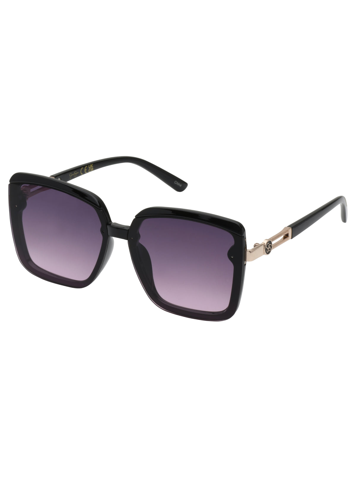 Oversized Fashionable Square Sunglasses in Black | Jessica Simpson Accessories