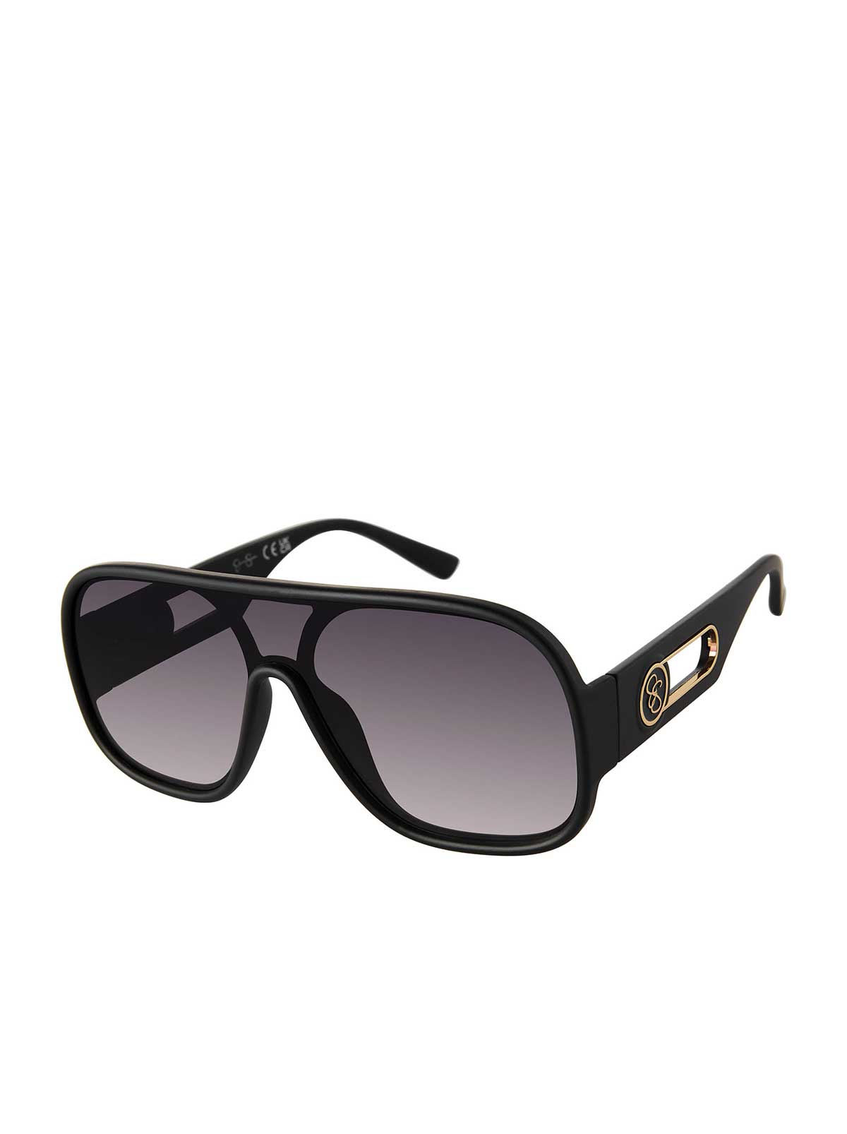 Modern Shield Aviator Sunglasses in Matte Black | Jessica Simpson Accessories