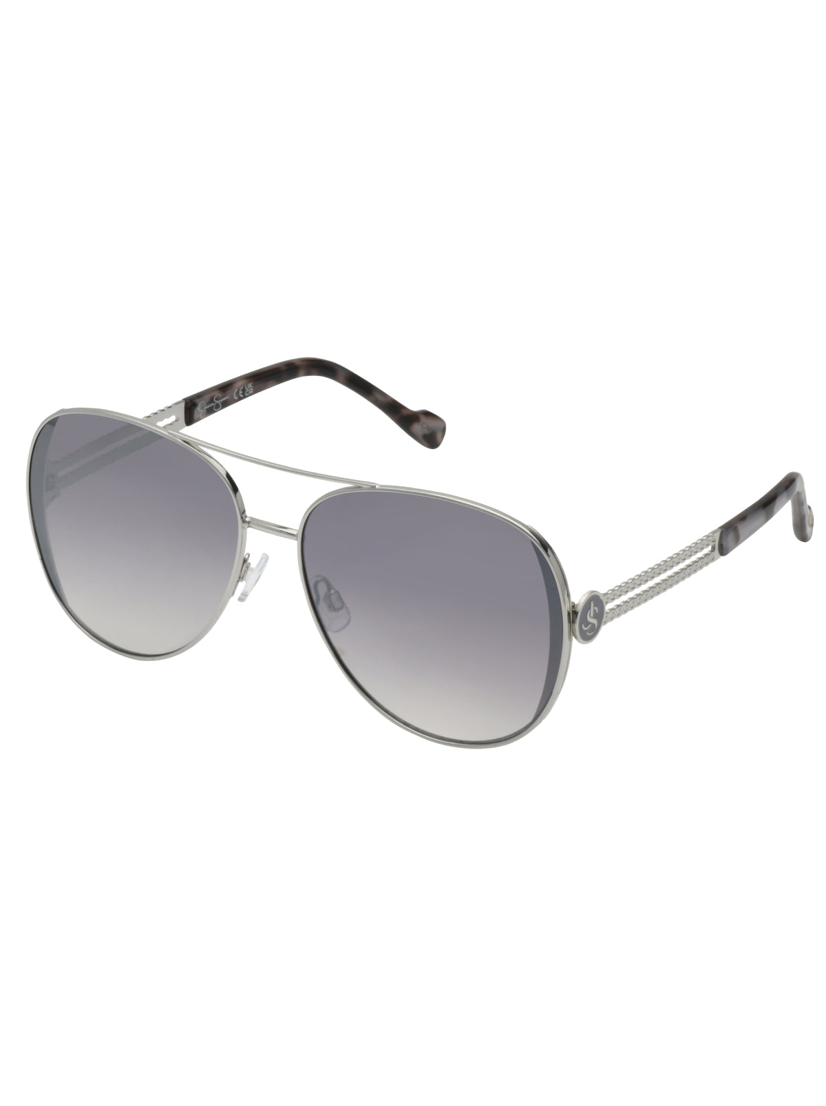 Stylish Metal Aviator Sunglasses in Silver & Tortoise | Jessica Simpson Accessories