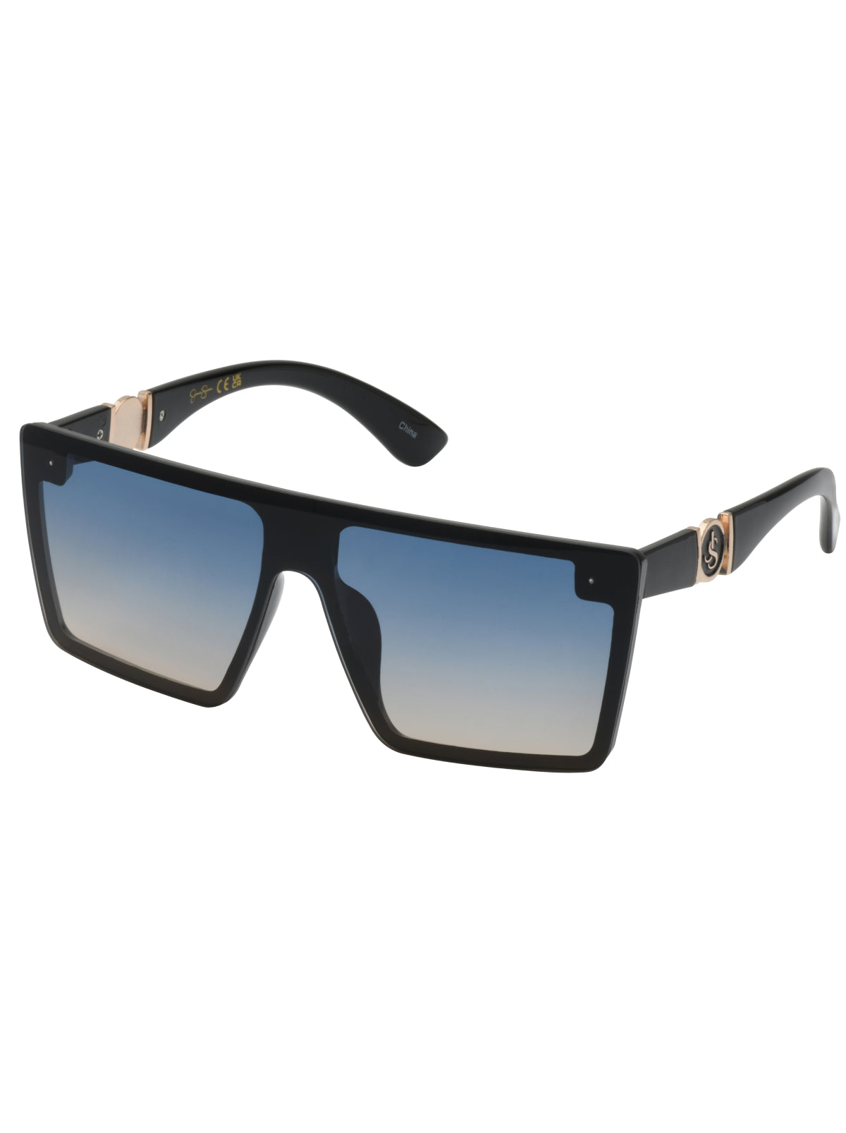 Oversized Square Shield Sunglasses in Black | Jessica Simpson Accessories