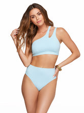 Solid One Shoulder Top With Slash in Powder Blue | Jessica Simpson Women