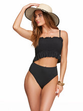 Solid Smocked Bandeau Top in Black | Jessica Simpson Women