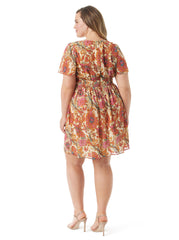 Vilma Button Front Dress in Apricot Sherbet Paisley | Jessica Simpson Women