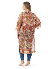Calie Kimono in Apricot Sherbet Paisley | Jessica Simpson Women