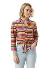 Wisteria Tie Front Top in Rainbow Stripe | Jessica Simpson Women