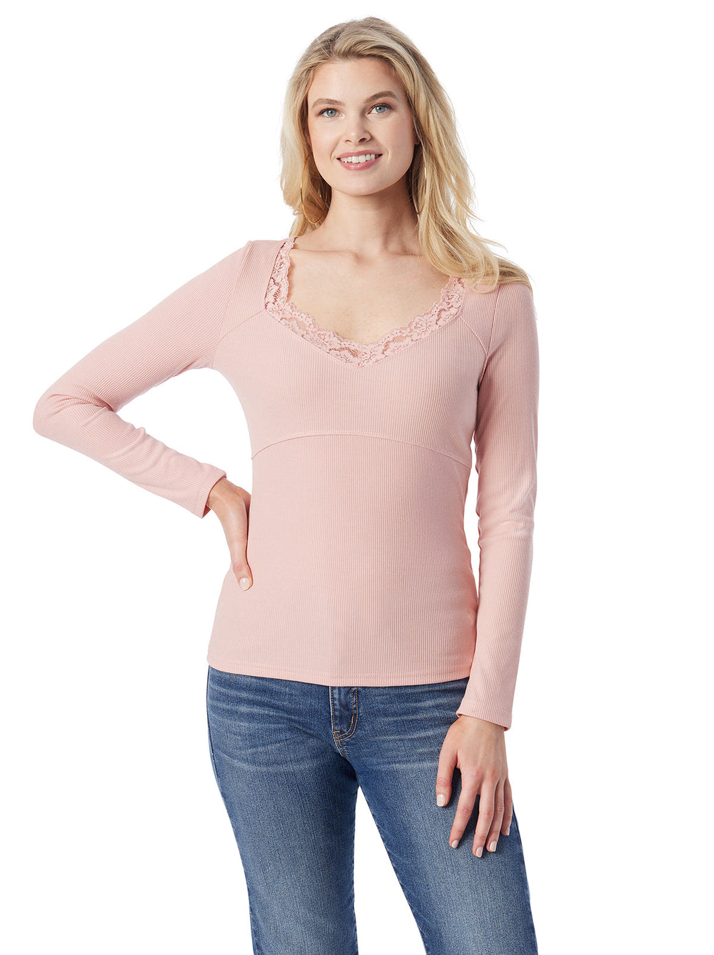 Abbey Sweatheart Top in Silver Pink | Jessica Simpson Women