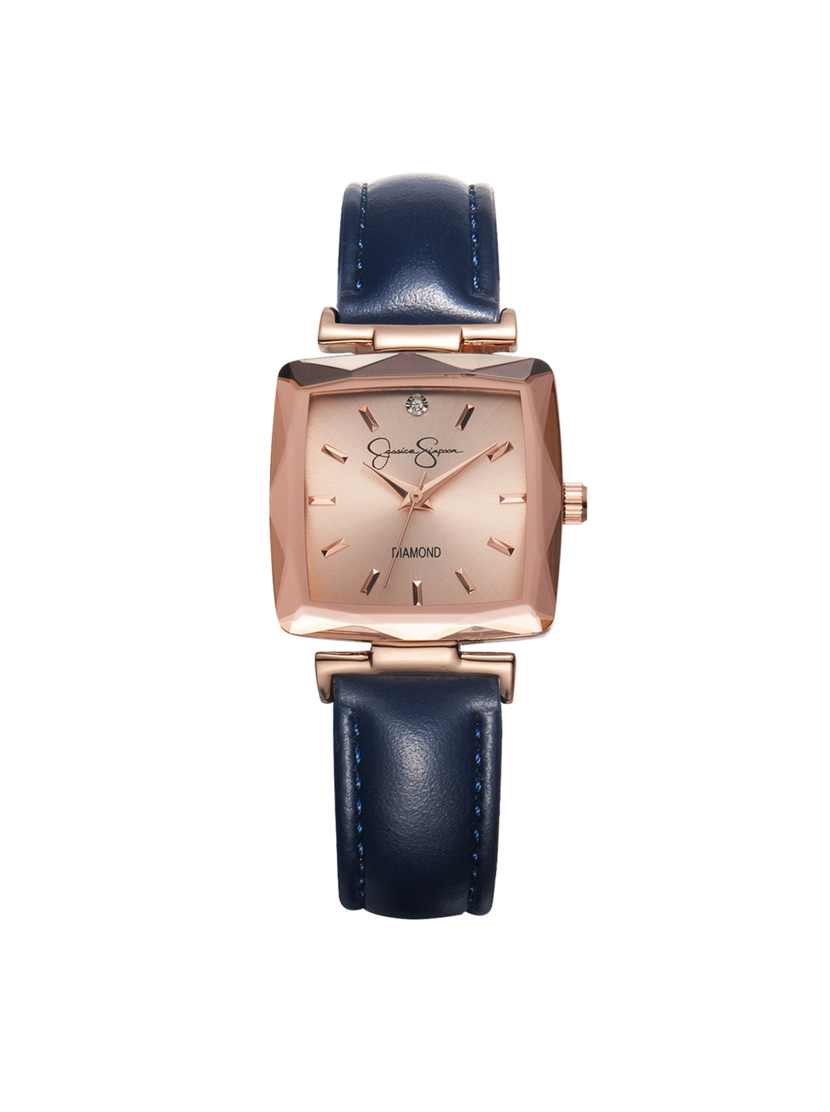 Cushion Case Strap Watch in Rose Gold Tone | Jessica Simpson Accessories