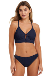 Boho Jacquard Cropped Cami with Ring in Dark Navy | Jessica Simpson Women