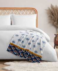 Celeste Plush Throw Plush in White & Navy | Jessica Simpson Home