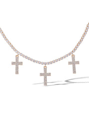 Triple Cross Pave Necklace | Jessica Simpson Accessories