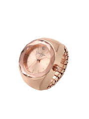 Faceted Bezel Single Crystal Ring Watch in Rose Gold | Jessica Simpson Accessories