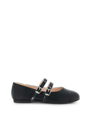 Little Girls' Amy Double Strap Ballet Flat in Black | Jessica Simpson Women