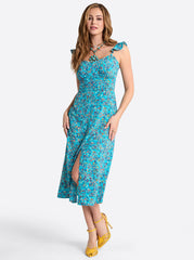 Sahira Dress in Tile Blue Acrylic Ditsy | Jessica Simpson Women