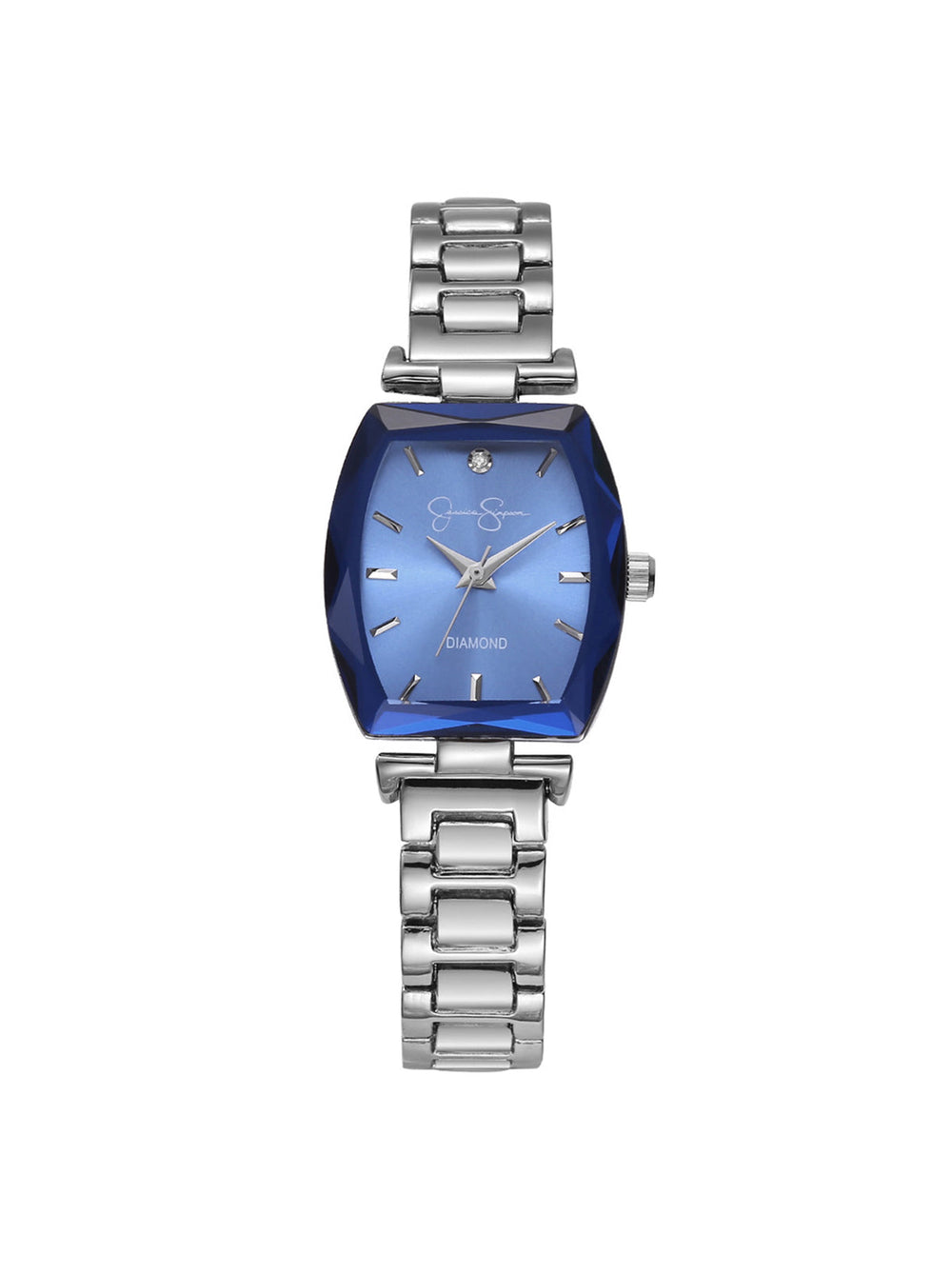 Faceted Bezel Bracelet Watch in Silver & Blue | Jessica Simpson Accessories