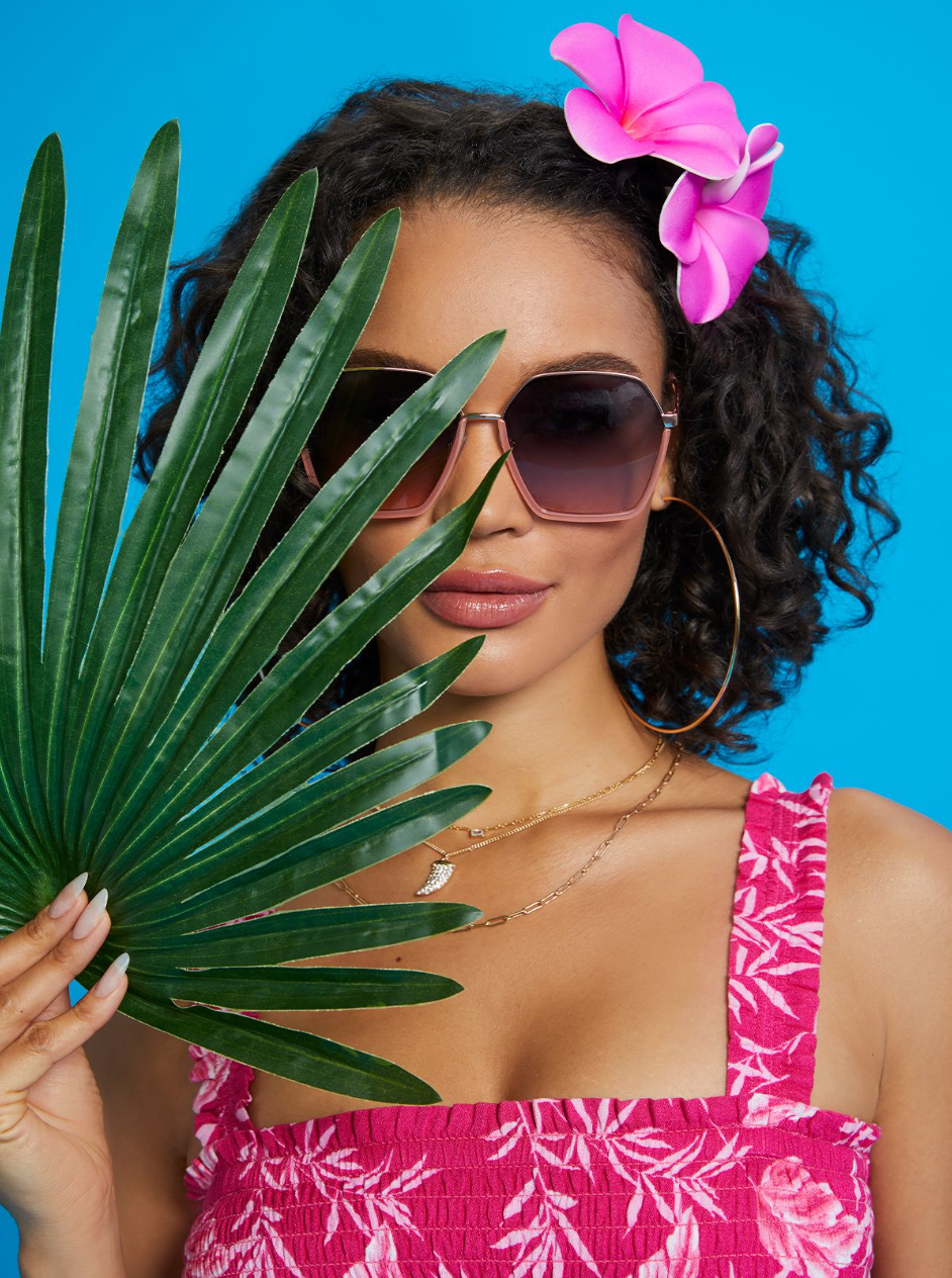 Geometric Metal Sunglasses in Rose Gold | Jessica Simpson Accessories