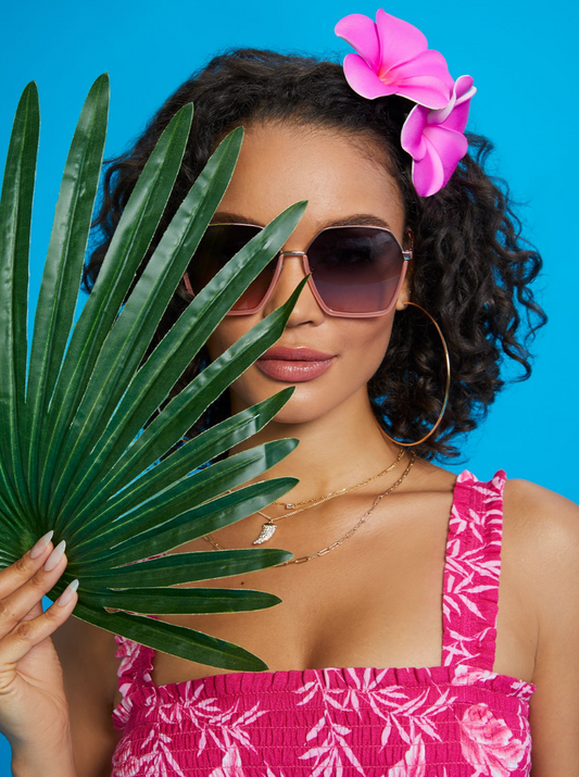 Geometric Metal Sunglasses in Rose Gold | Jessica Simpson Accessories