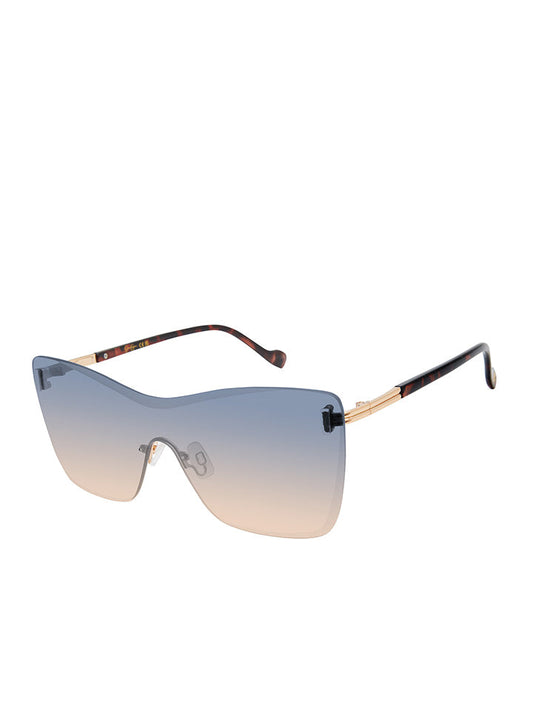 Glamorous Frameless Shield Sunglasses in Gold & Tortoise | Jessica Simpson Accessories