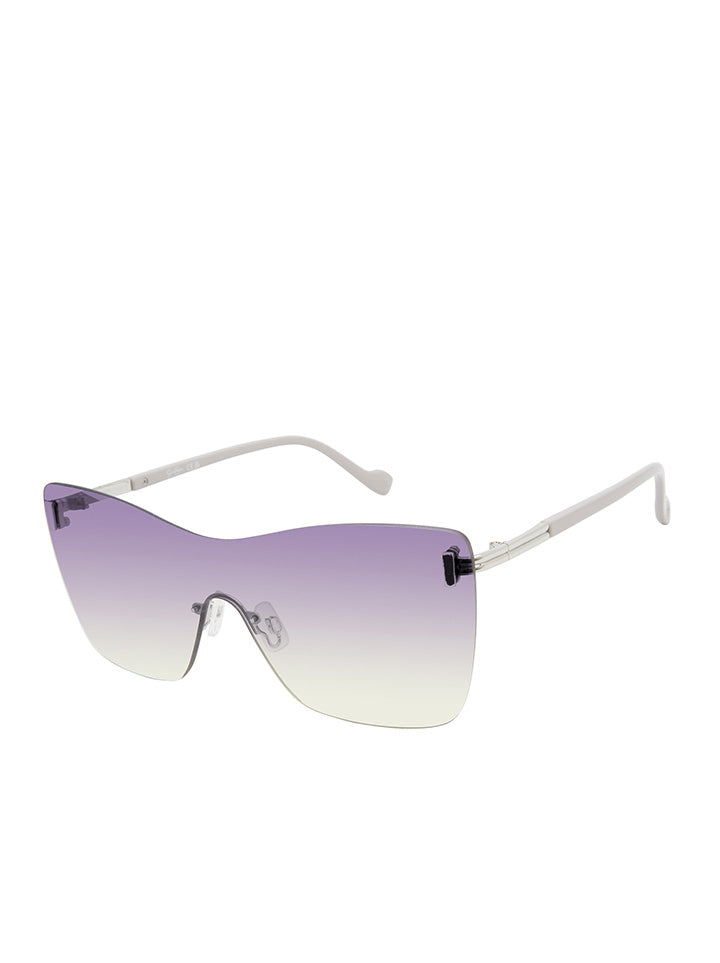 Glamorous Frameless Shield Sunglasses in Silver & Grey | Jessica Simpson Accessories