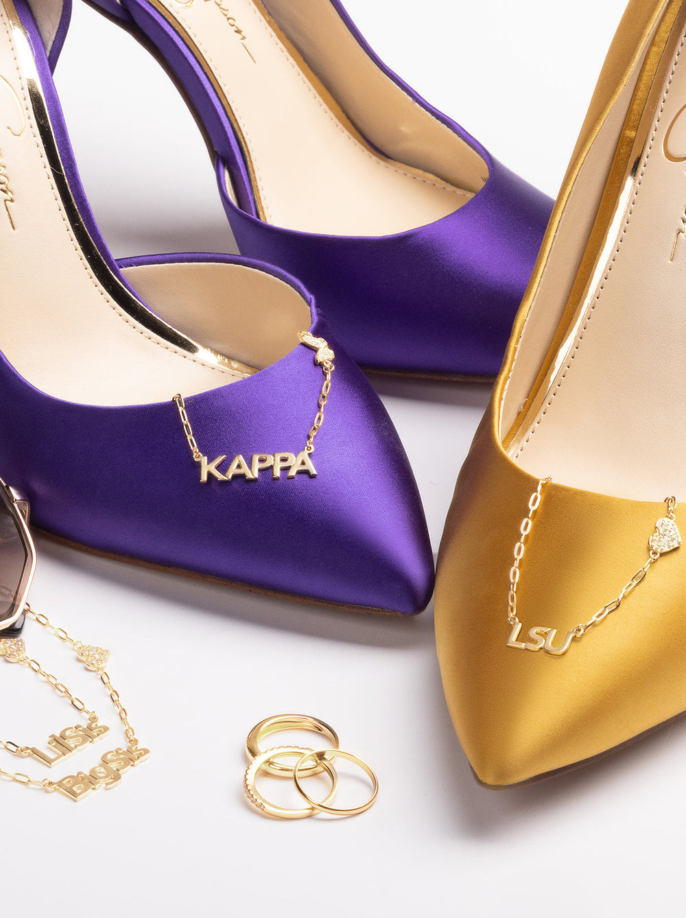 Personalized Necklace with Pavé Cubic Zirconia Charm - Gold | Jessica Simpson Accessories