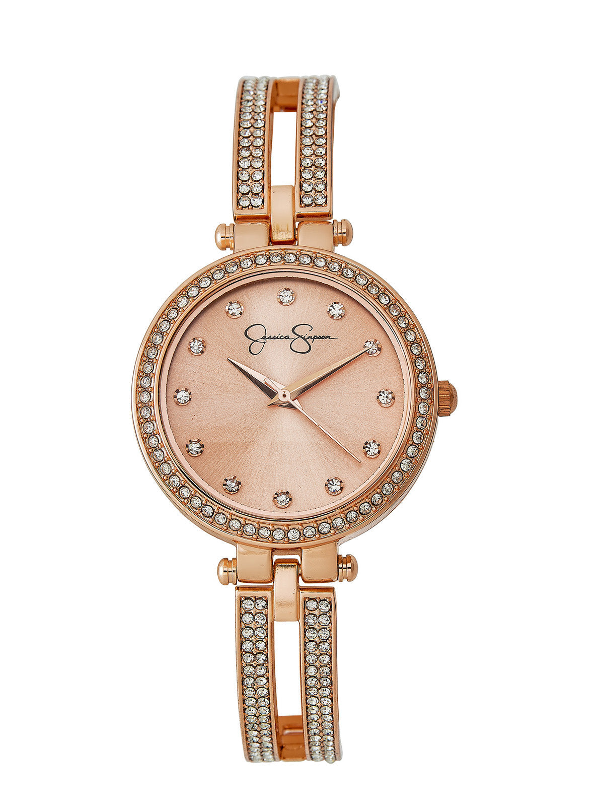 Rose Gold Tone Crystal Double Arm Bangle Watch | Jessica Simpson Accessories