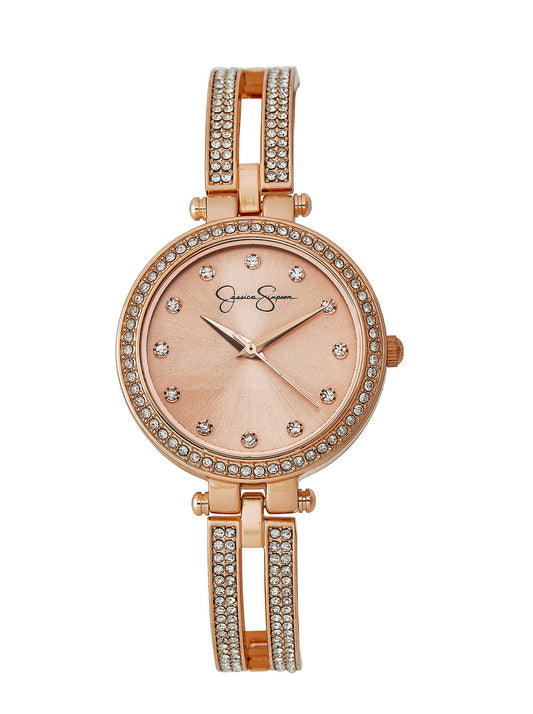 Rose Gold Tone Crystal Double Arm Bangle Watch | Jessica Simpson Accessories