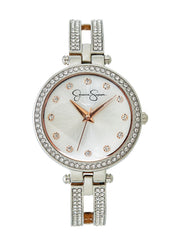 Silver Tone Crystal Double Arm Bangle Watch | Jessica Simpson Accessories