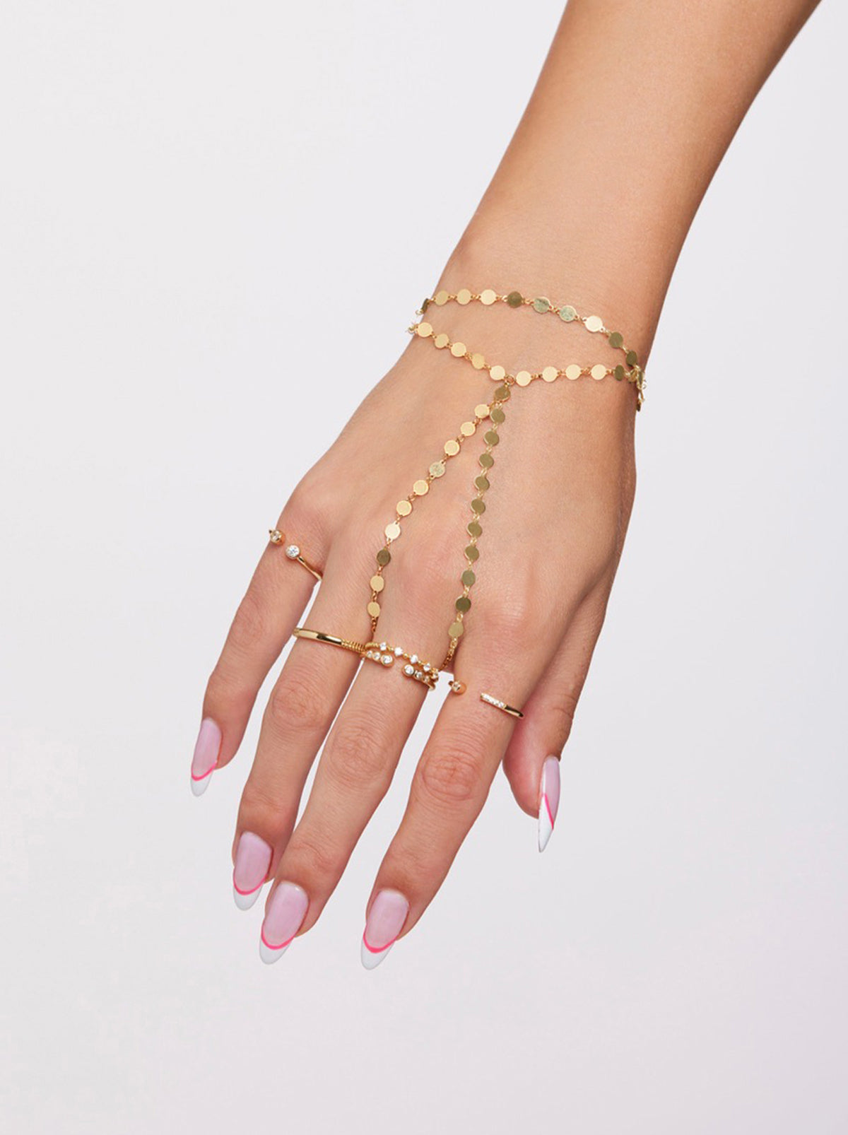 Demi Fine Hand Chain in Gold Confetti | Jessica Simpson Accessories