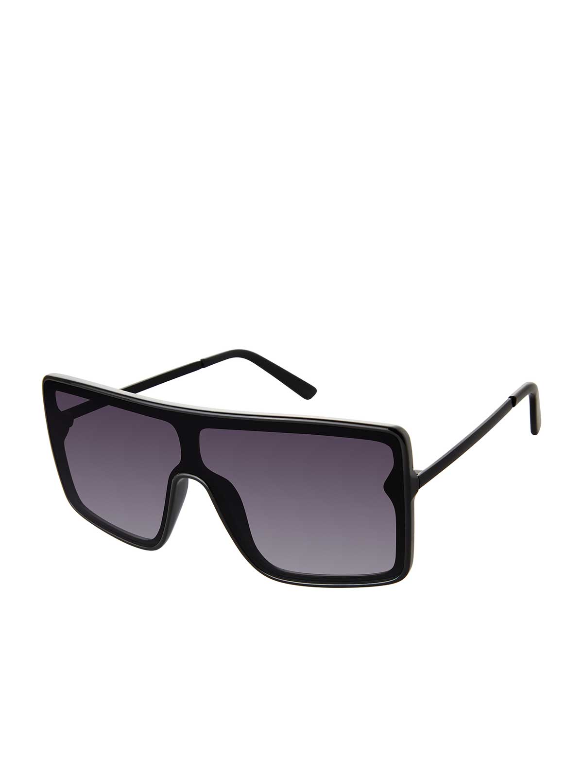 Square Shield Metal Temple Sunglasses in Black | Jessica Simpson Accessories