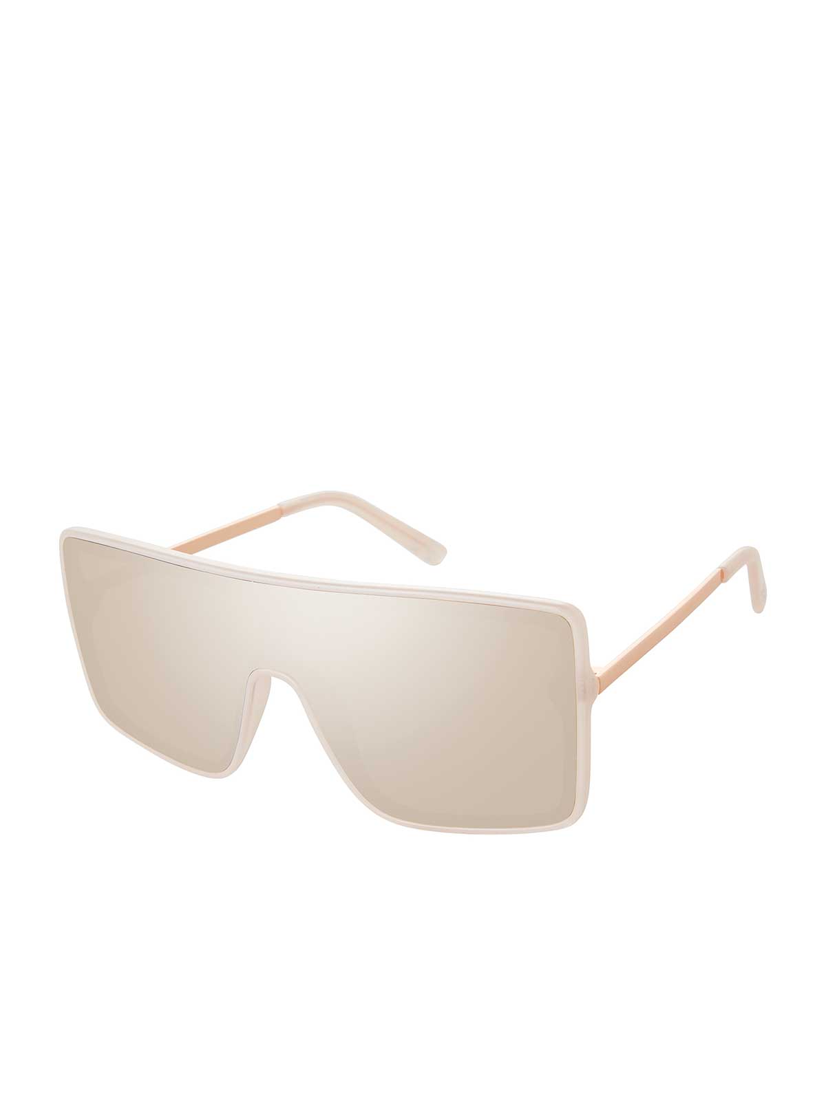 Square Shield Metal Temple Sunglasses in Rose Gold | Jessica Simpson Accessories