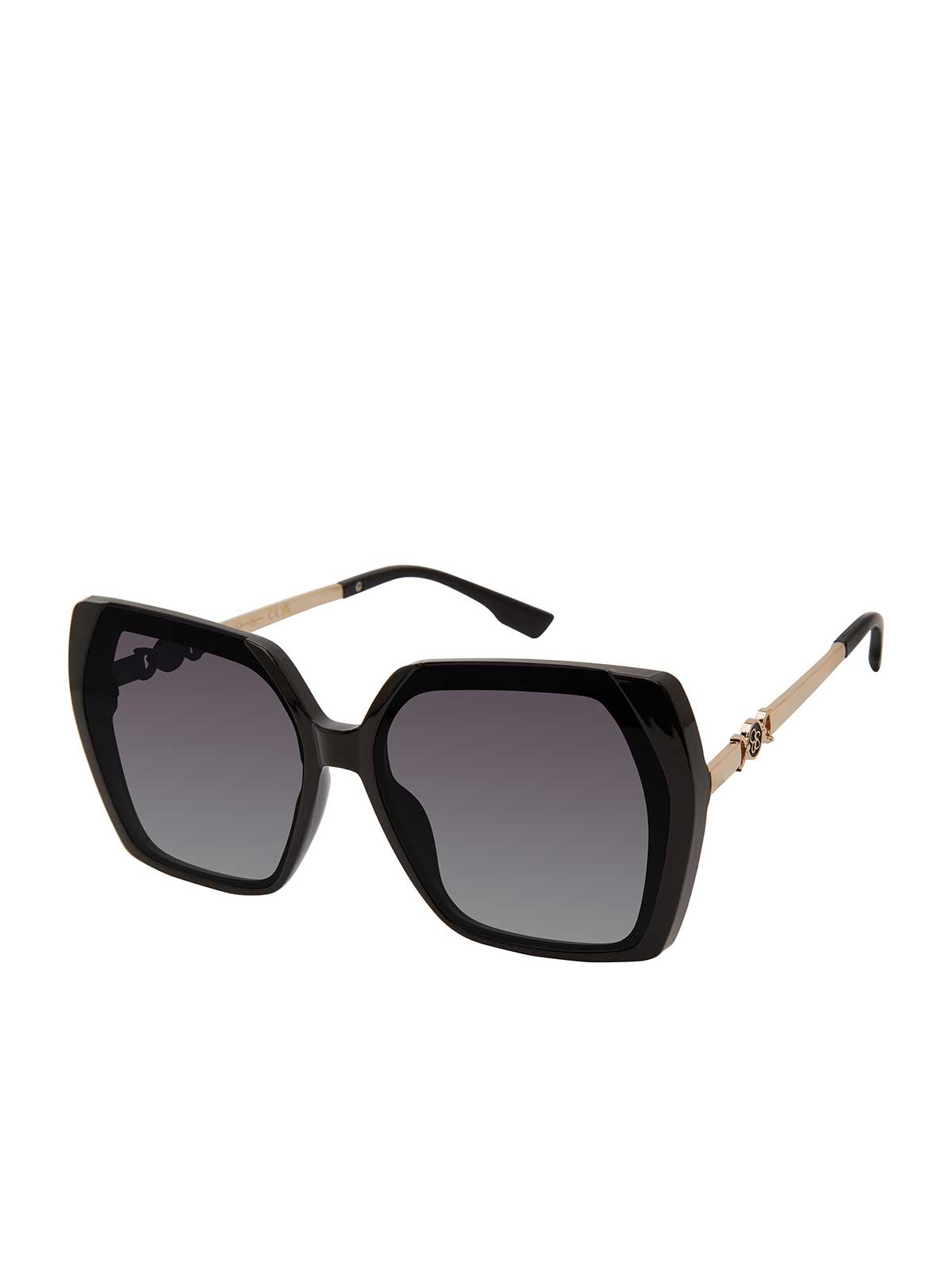 Geometric Metal Temple Sunglasses in Black | Jessica Simpson Accessories