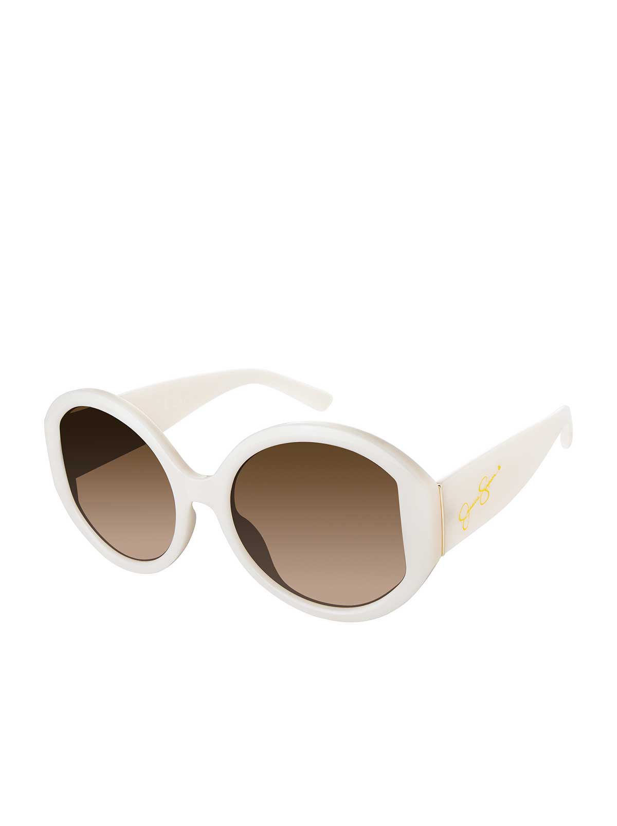 Oversized Round Sunglasses in Cream | Jessica Simpson Accessories