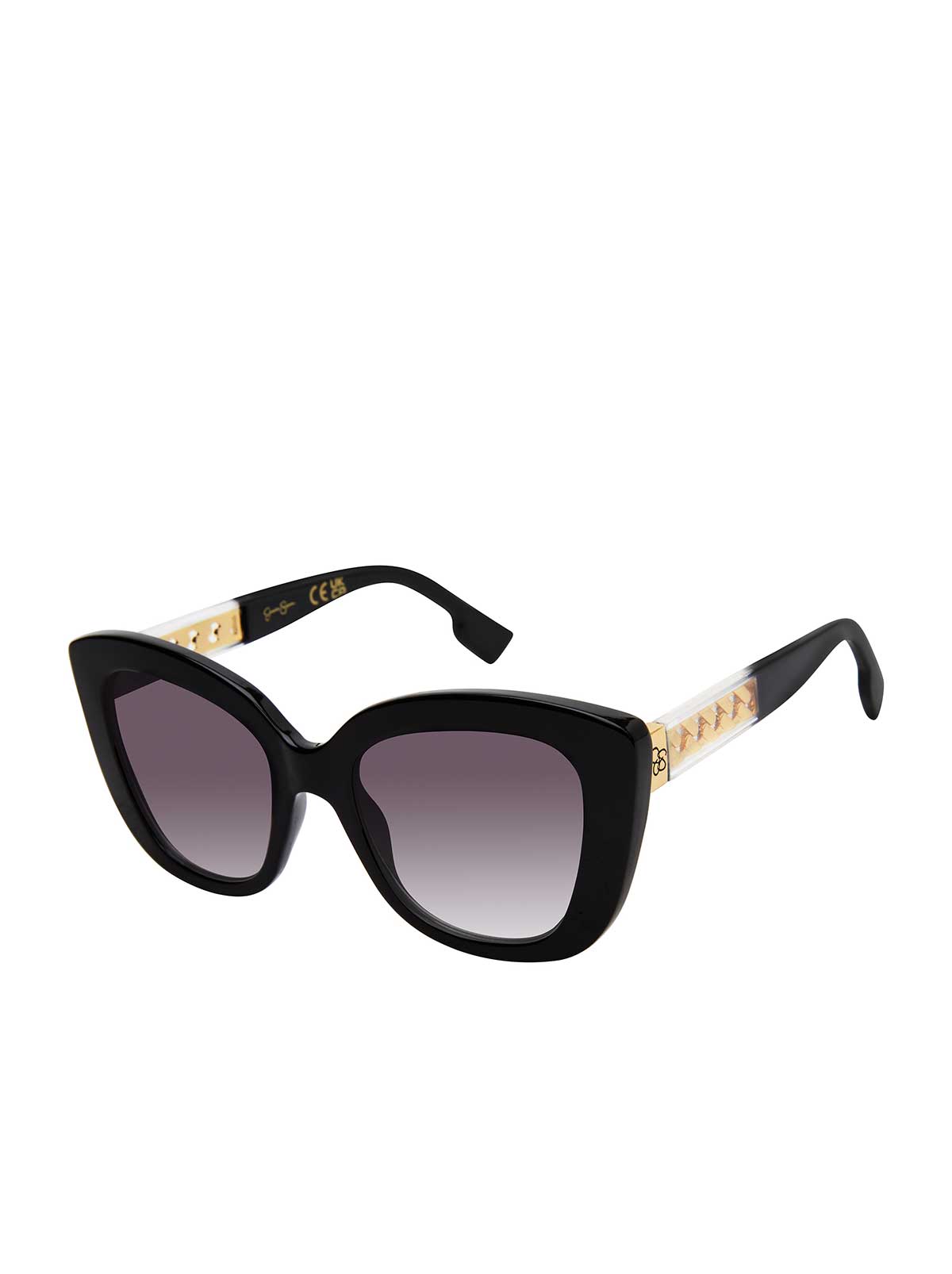 Glamorous Cat Eye Sunglasses in Black & Clear | Jessica Simpson Accessories